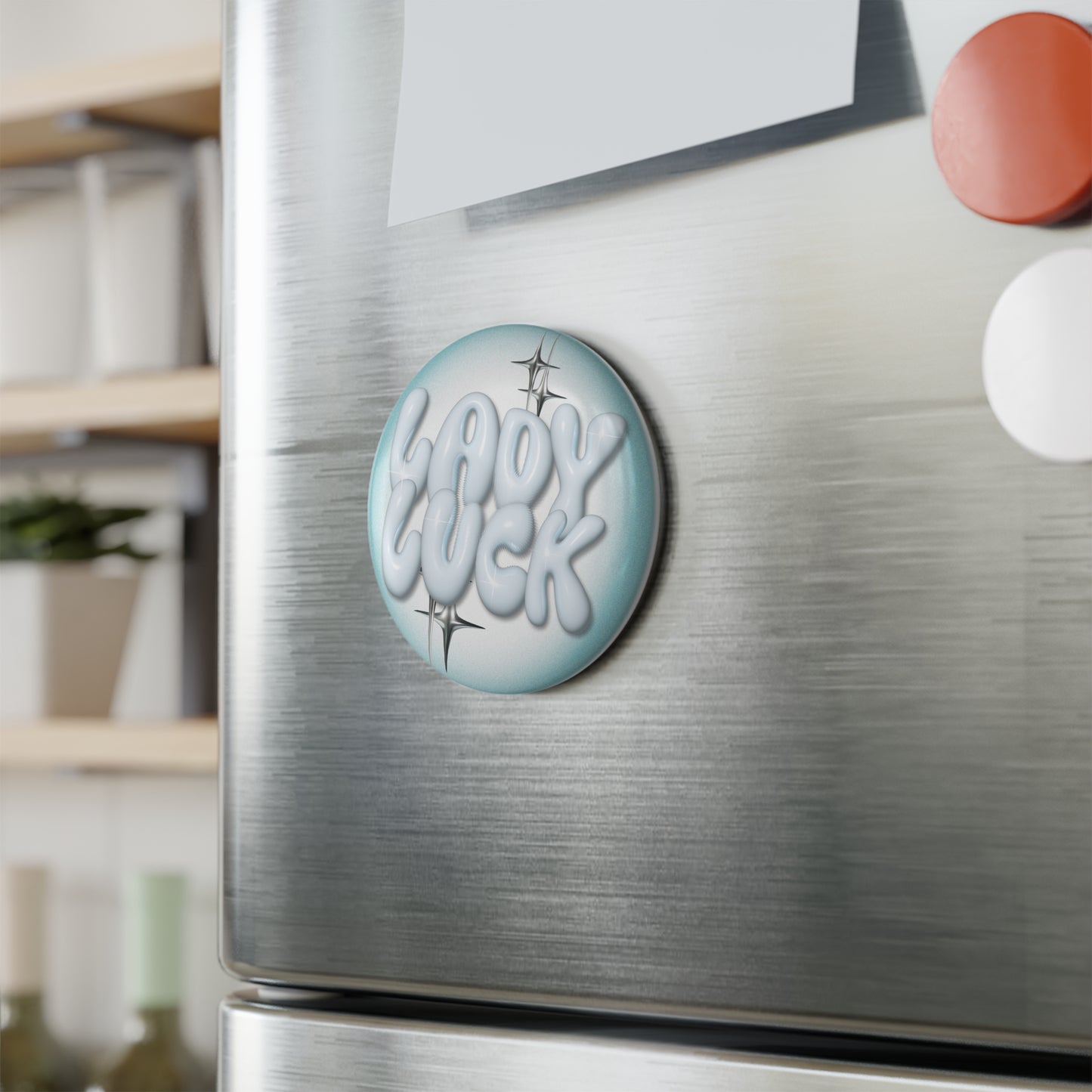 lady luck. button magnet