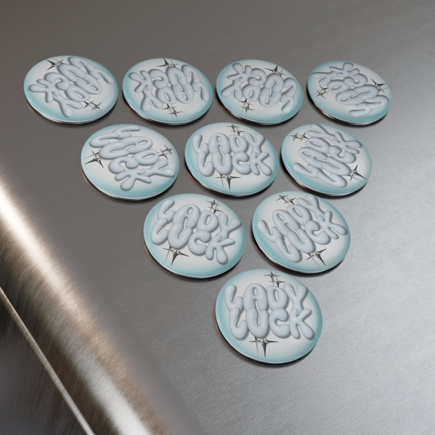 lady luck. button magnet