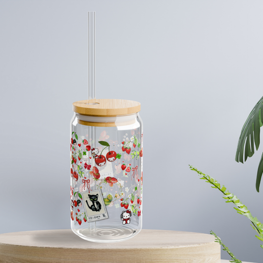 cherry kitty. glass sippy