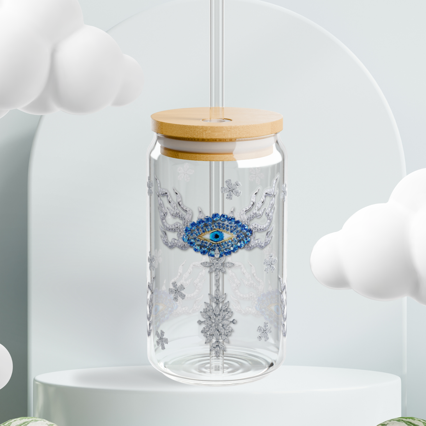 evil eye. glass sippy