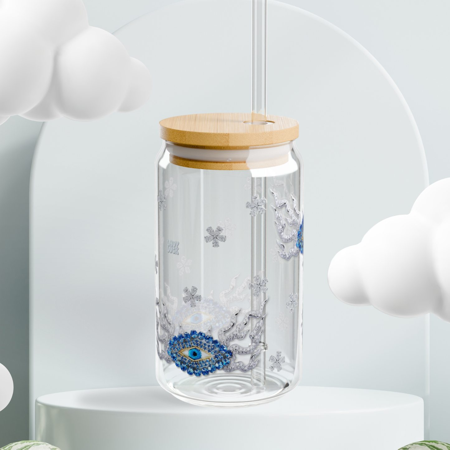 evil eye. glass sippy