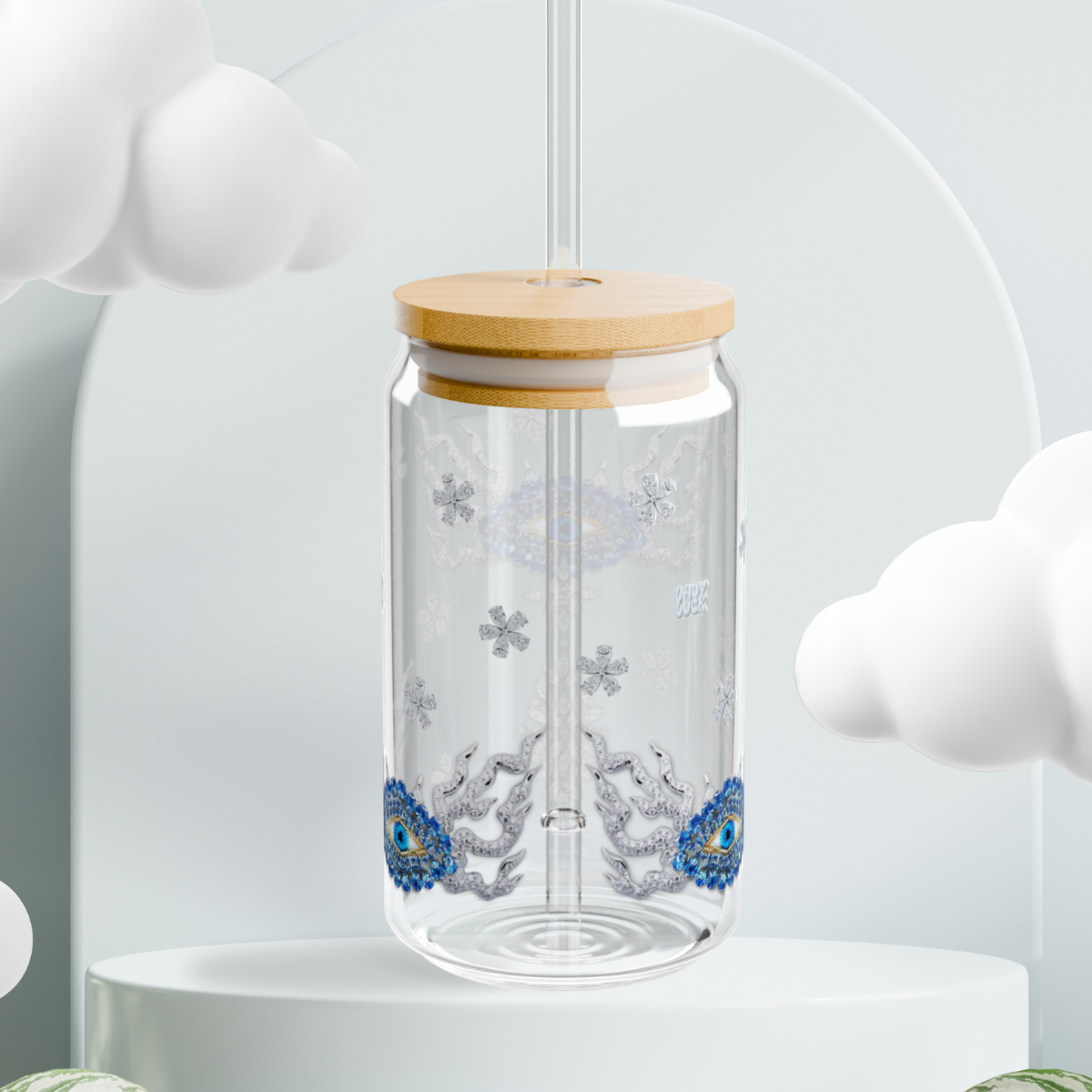 evil eye. glass sippy