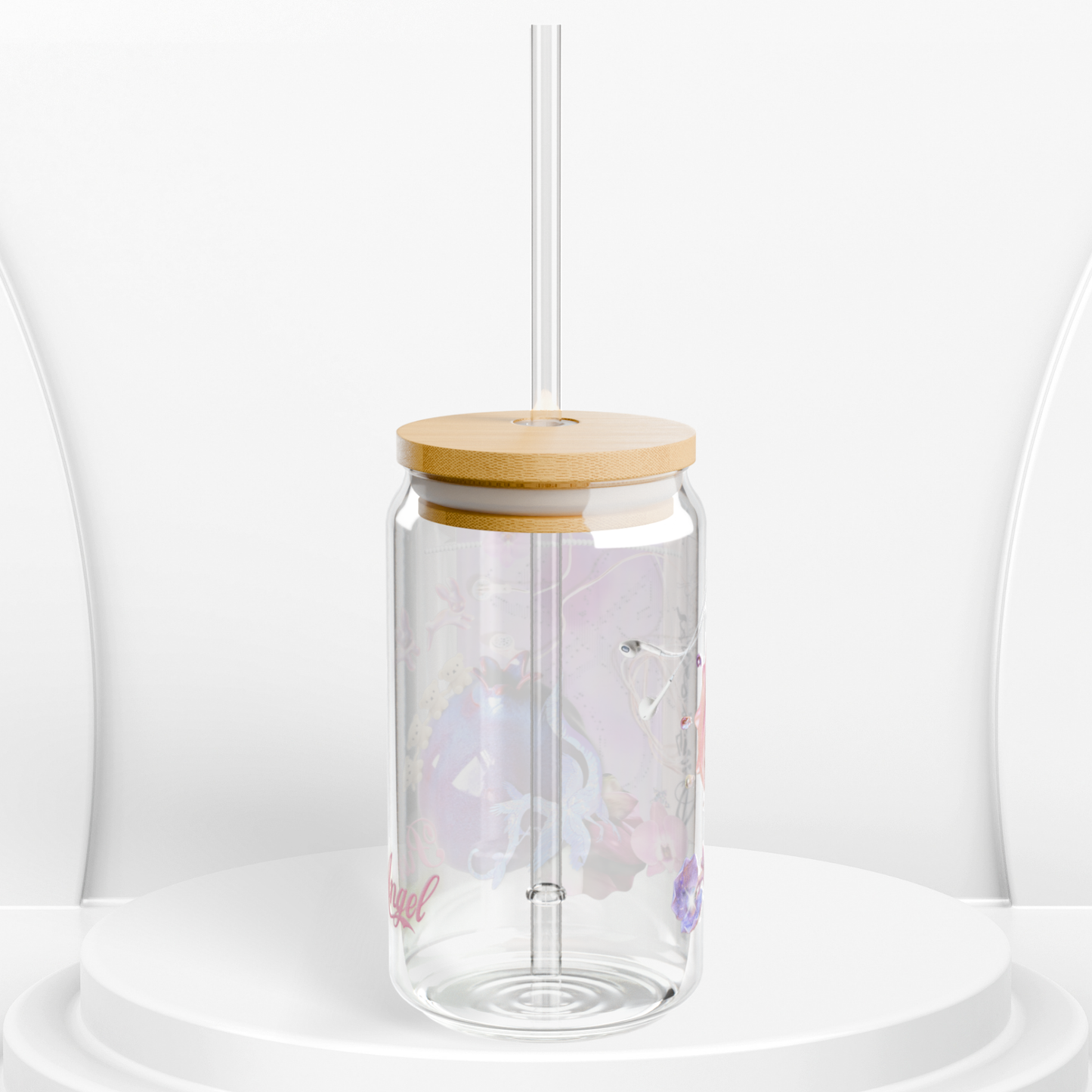 pom angel. glass sippy