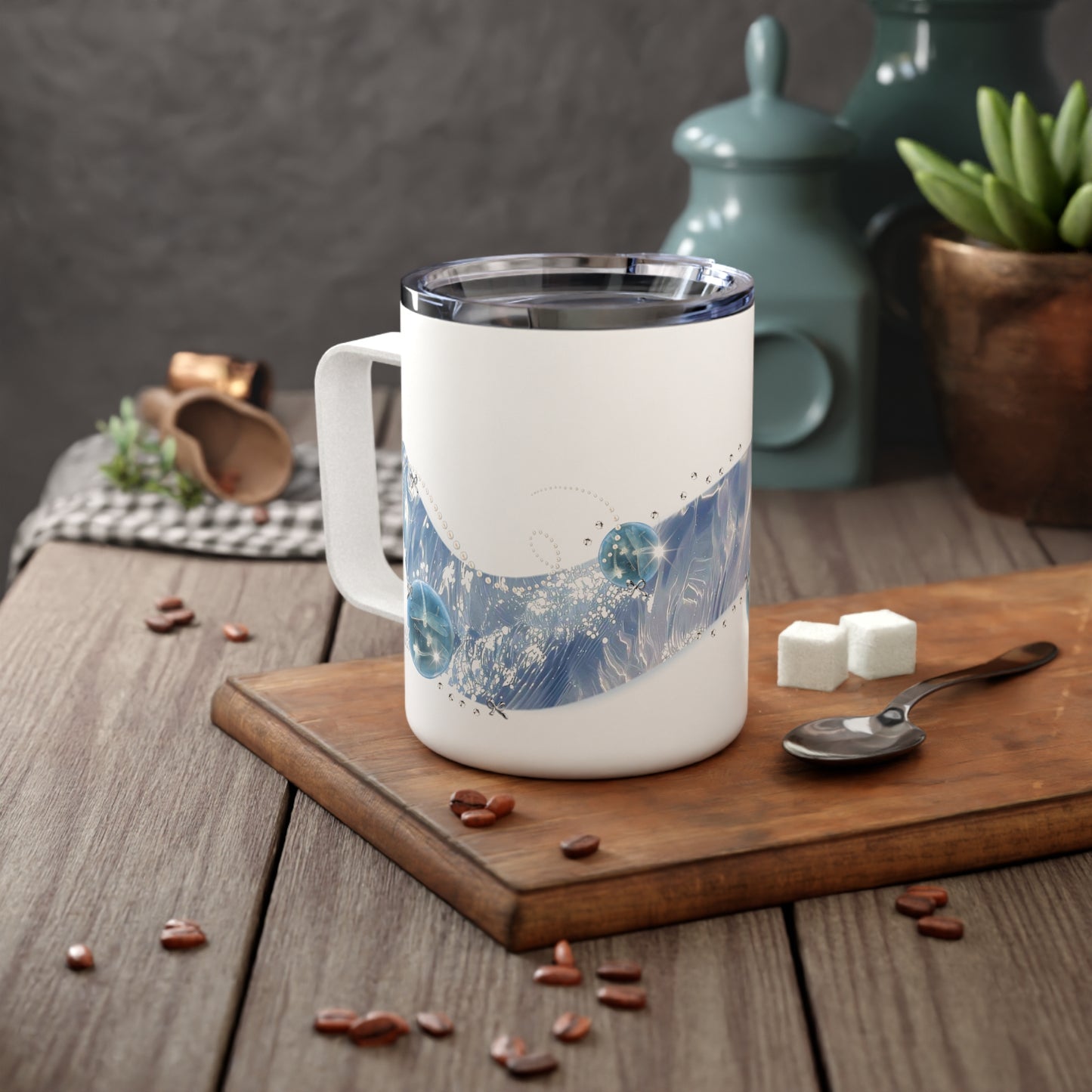 calming blue. insulated mug